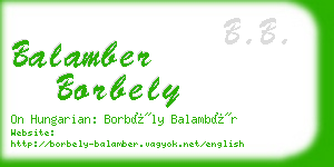 balamber borbely business card